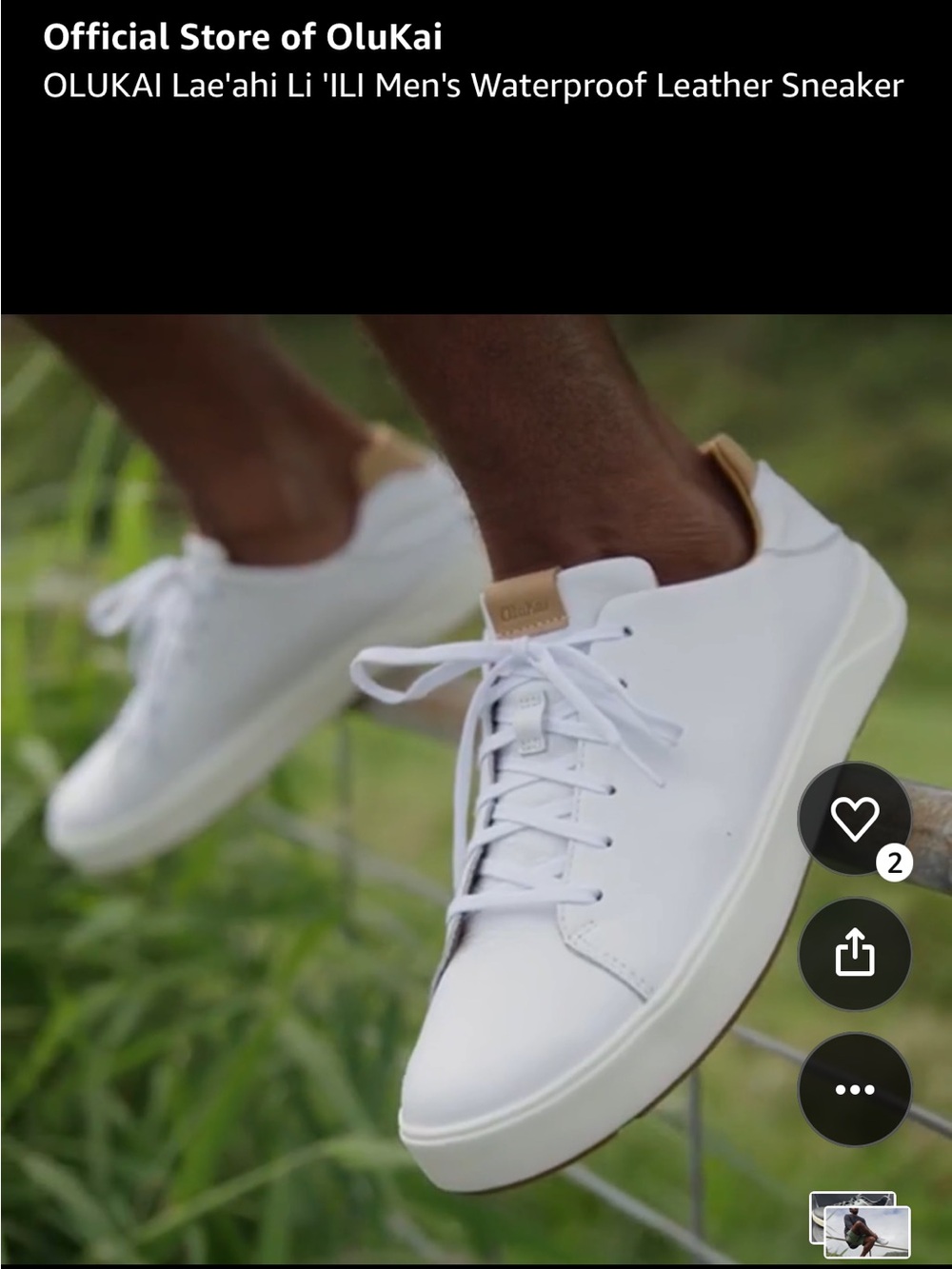 OluKai Lae'ahi Li 'ILI Men's Waterproof dress sneaker white 13 GUC